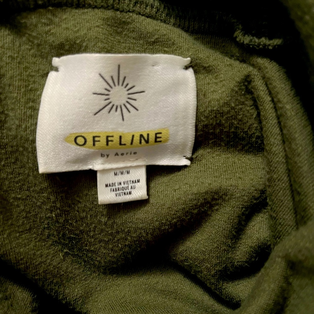 Aerie olive green velvet hoodie - Picture 3 of 4
